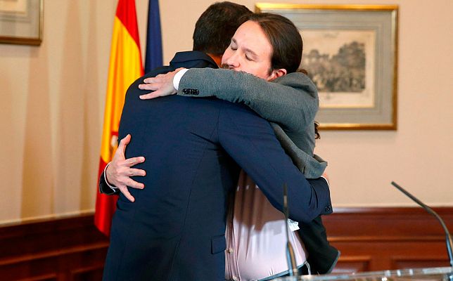 Snchez e Iglesias firman un acuerdo para un gobierno progresista de coalicin