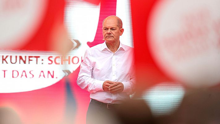 El socialdemcrata Olaf Scholz durante la campaa electoral