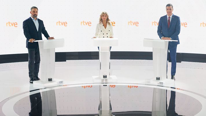 S�nchez, Abascal y D�az  minutos de oro finales en el debate a tres de RTVE