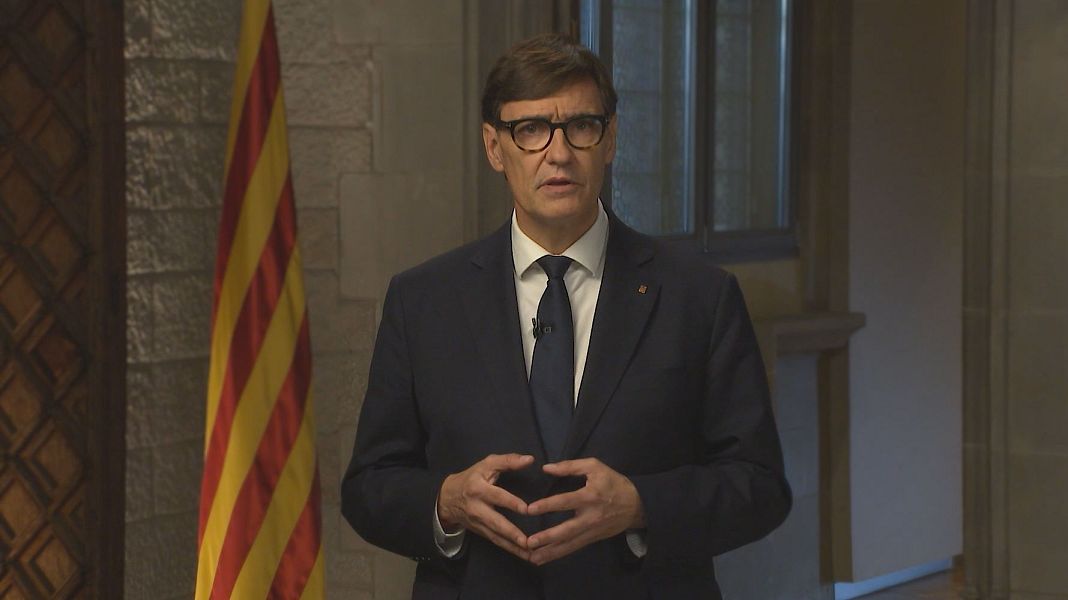 El president Illa en el missatge institucional des del Palau de la Generalitat