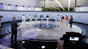 Los candidatos participan en un debate para las elecciones europeas en las instalaciones de RTVE.