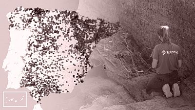 Mapa de fosas sobre imagen de la exhumacin de Pico Reja, en Sevilla