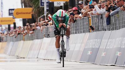 Filippo Ganna, en la crono del Giro de Italia