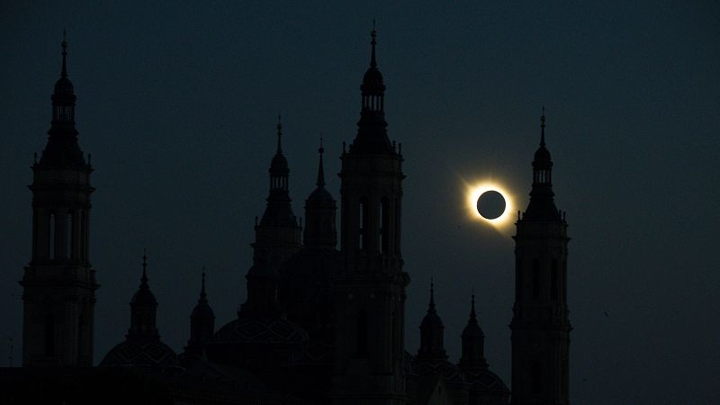 Vista del eclipse solar desde Zaragoza
