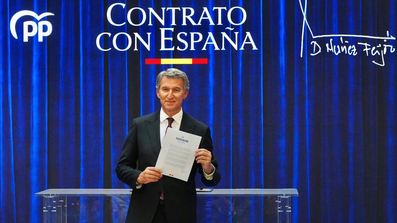 El l�der del PP, Alberto N���z Feij�o, en un acte aquest dilluns a Madrid