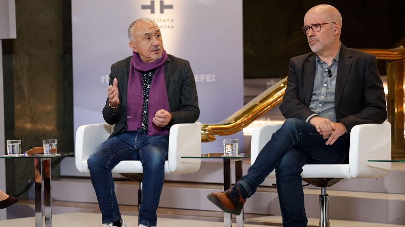 Los secretarios general de UGT, Pepe �lvarez y CCOO, Unai Sordo