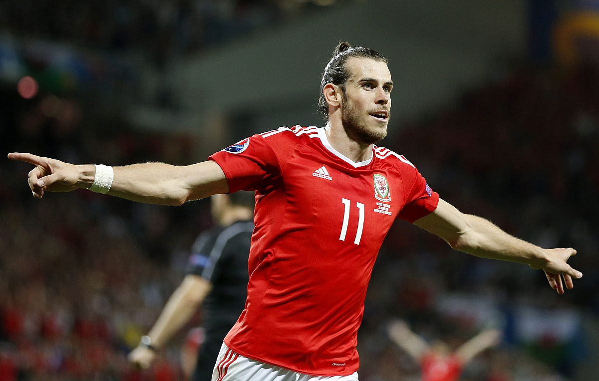 Bale celebra el 0-3 ante Rusia, hecho por �l.