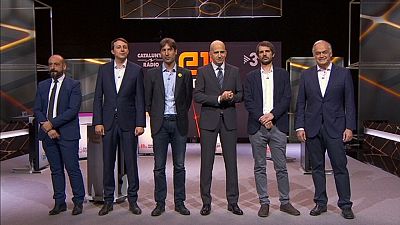 Jordi Caas, Javier Lpez, Jordi Sol, Ernest Urtasu y Esteban Gonzlez Pons, en el debate de TV3