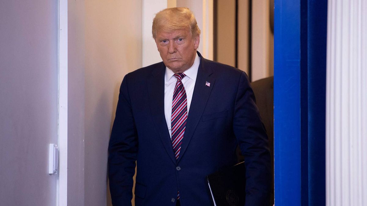 El presidente de Estados Unidos, Donald Trump, poco antes de su �ltima comparecencia de prensa