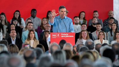 Pedro Snchez, durante un mitin de campaa