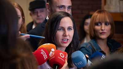 La lder de Podemos, Ione Belarra, este domingo antes de las elecciones