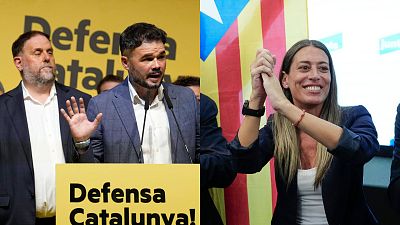 ERC, Junts y la Cup en las Elecciones Generales 2023  Los cabeza de lista de ERC y Junts, Gabriel Rufi�n y M�riam Nogueras