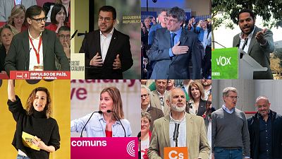 Candidatos haciendo este sbado campaa electoral de las catalanas