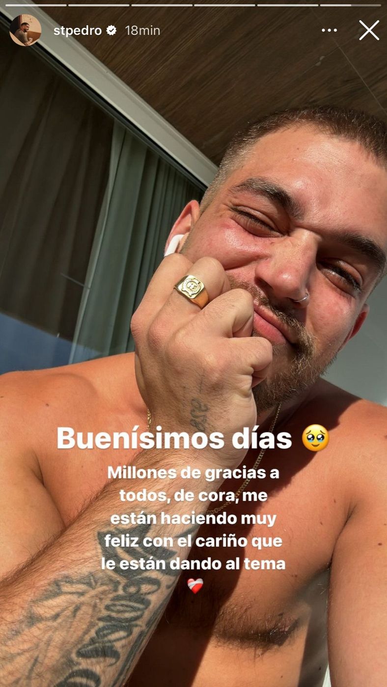 st. Pedro, concursante del Benidorm Fest 2024: "Millos de gracias a todos, me están haciendo muy feliz con el cariño que le están dando al tema".