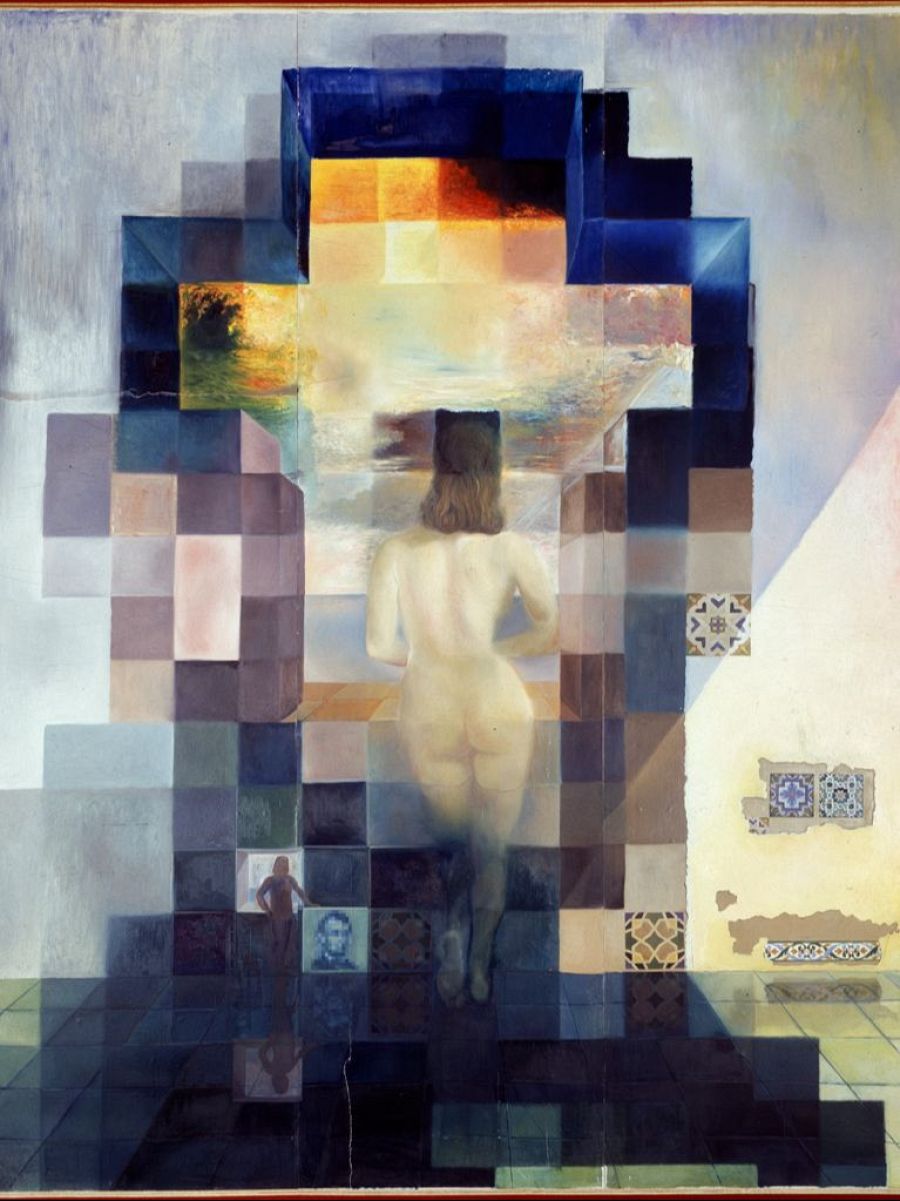"Gala desnuda mirando al mar que a unos dieciocho metros se transforma en el presidente Lincoln" de Salvador Dalí