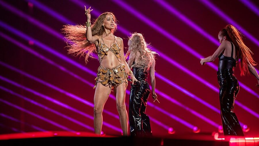 Eleni Foureira canta "Fuego" en la Primera Semifinal de Eurovisión 2024