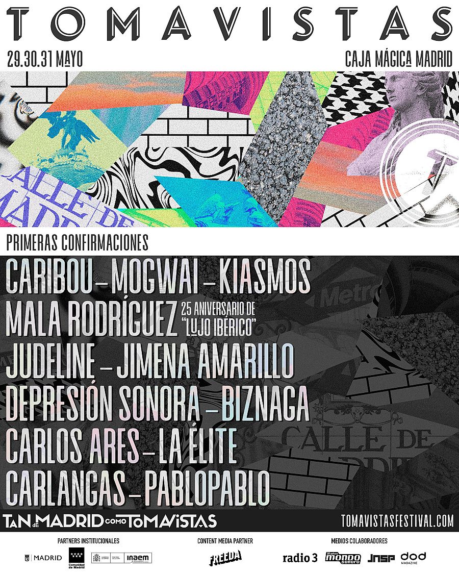 Tomavistas 2025:  Caribou, Mogwai, Mala Rodríguez (25 aniversario de "Lujo Ibérico") y más artistas en la Caja Mágica (Madrid) del 29 al 31 de mayo.