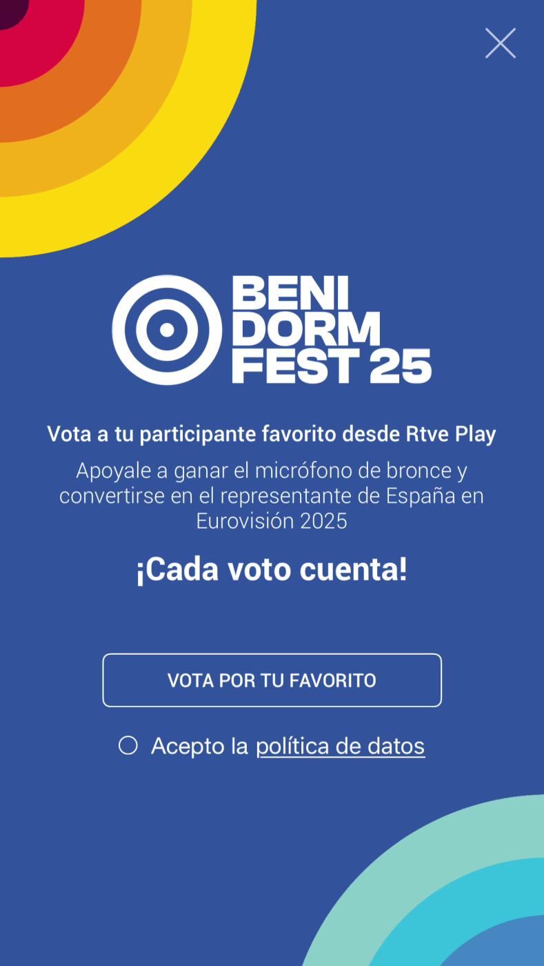 Vota en el Benidorm Fest 2025 por tu favorito en RTVE Play. ¡Ayúdale a ganar el micrófono de bronce y representar a España en Eurovisión 2025!
