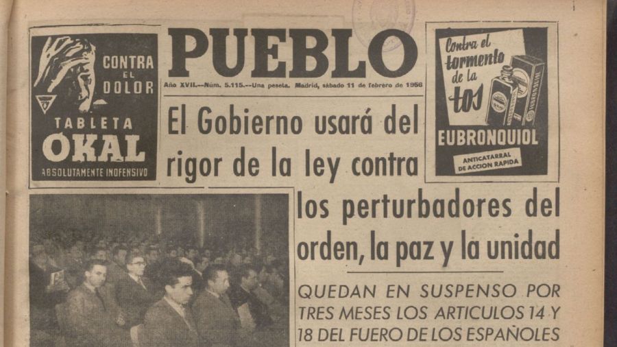 Portada diario 'Pueblo' el 11 de febrero de 1956