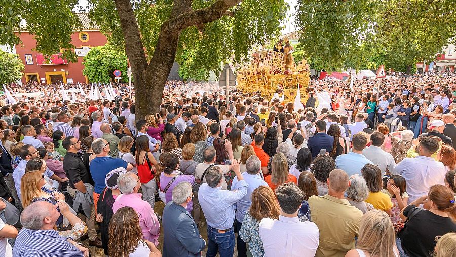 El paso de Nuestro Padre Jesús en su Soberano Poder ante Caifás, de la Hermandad de San Gonzalo, en el Lunes Santo sevillano.