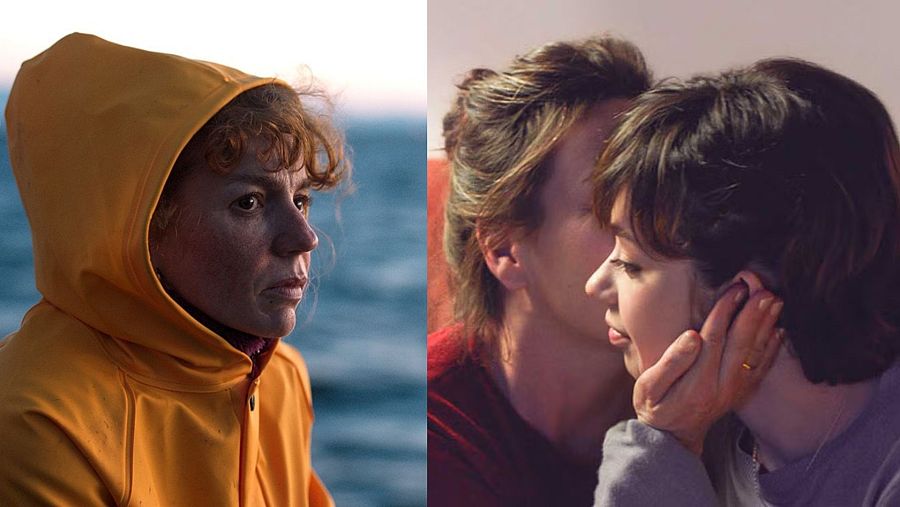 Dos escenas de cine español: María Vázquez en 'Matria' y Lola Dueñas con Anna Castillo en 'Viaje al cuarto de una madre'.