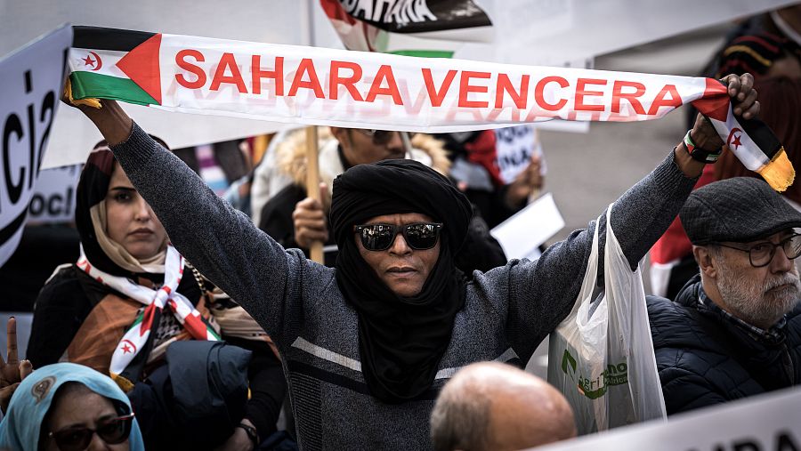 Concentración en Madrid en 2024 por los derechos del Sáhara Occidental.
