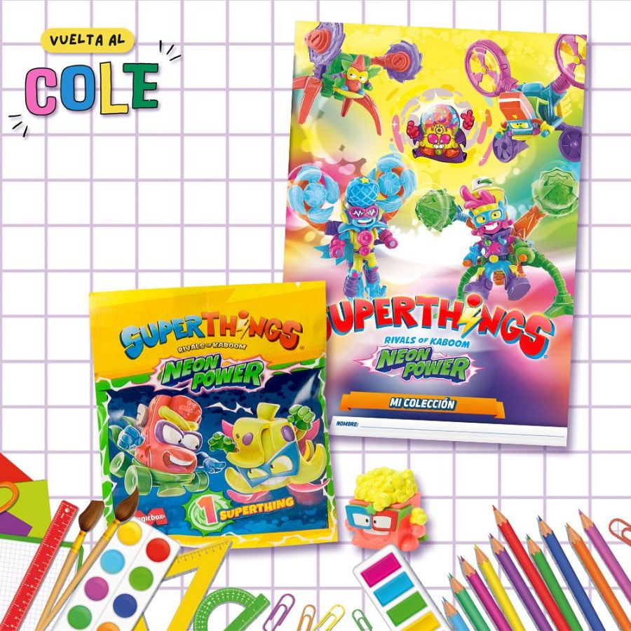 Revista Clan Agosto 2025: promoción con regalo SuperThings.  Portada con personajes vibrantes, sobre con figura incluida y útiles escolares.