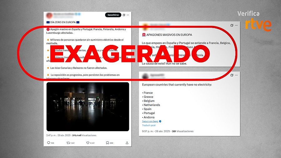 Publicaciones que dicen que el apagón masivo afectó a otros países europeos