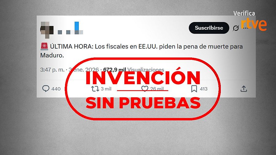 Mensaje que difunde sin pruebas que la fiscalía pide pena de muerte para Maduro