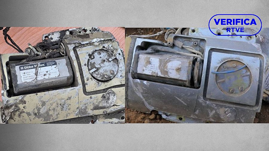 Imagen comparativa de un componente del proyectil de Minab y el de un Tomahawk en Yemen en 2025