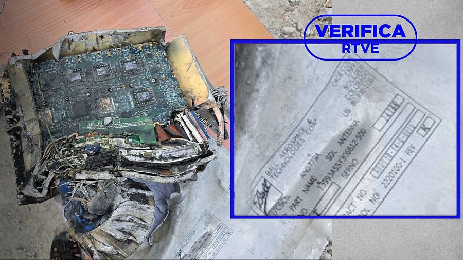 El componente con el circuito dañado y el detalle del recuadro con el logo de Ball Aerospace