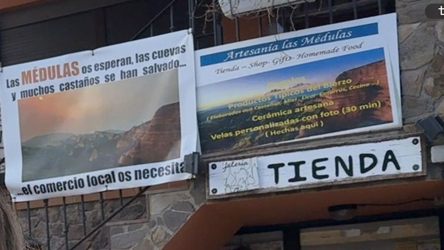 Cartel reivindicativo en Las Médulas, León