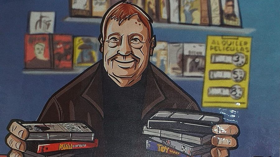Caricatura de Miguel Garrido, propietario de Sesión Continua