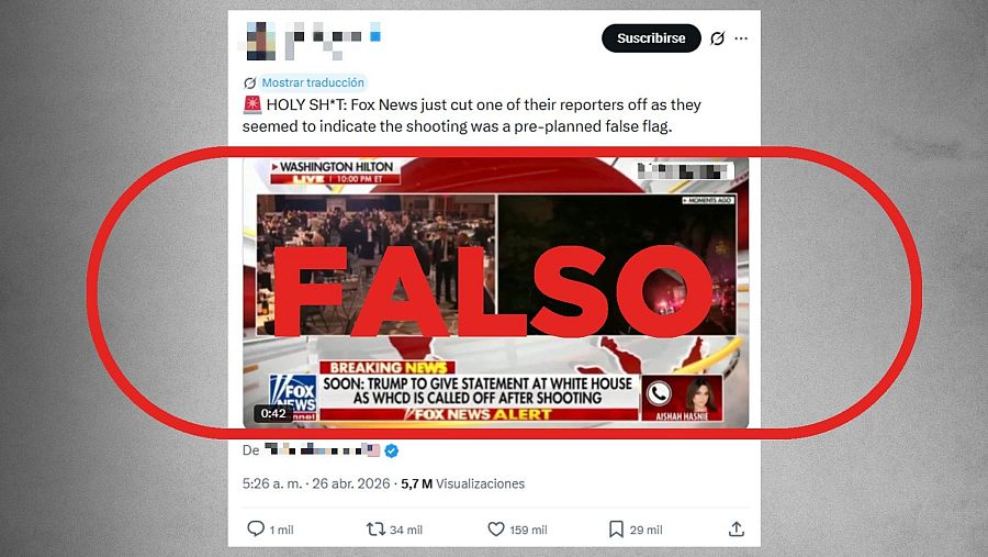 Mensaje que difunde la falsa idea de que la cadena Fox silenció a su periodista