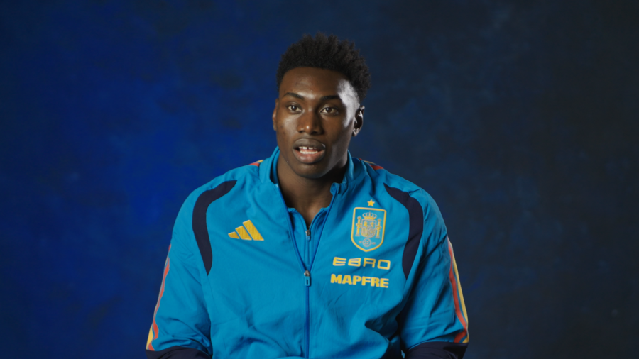 Samu Omorodion, jugador de la selección española y del Oporto, en un momento de la entrevista para 'Denominación de origen'