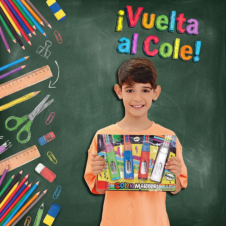 Revista Clan Agosto 2026 - Imagen de un niño con los rotuladores de regalo