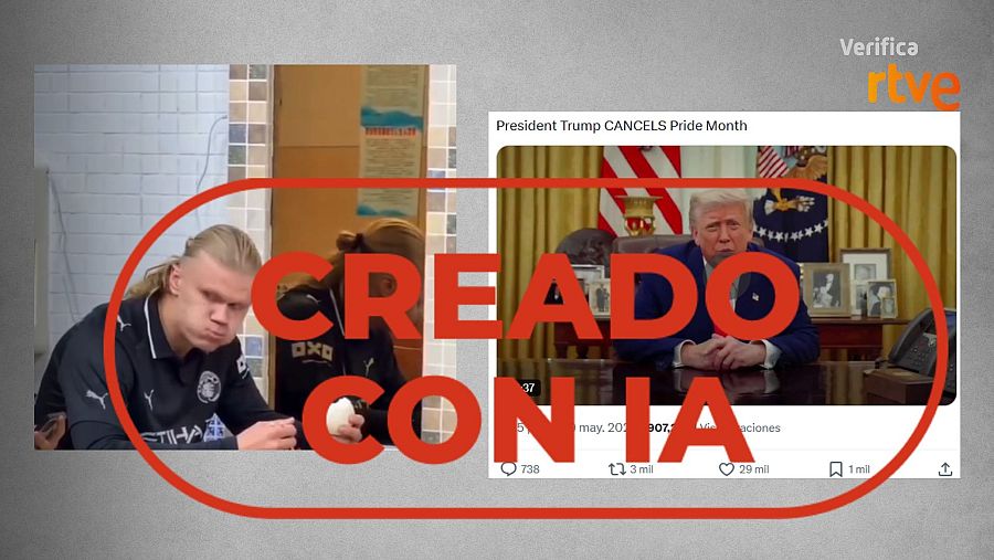 Ejemplos de 'deepfakes' que suplantan a Erling Haaland o Donald Trump.