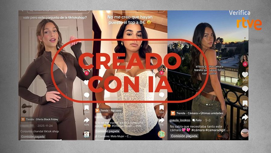 Falsas 'influencers' generadas con IA que venden productos en TikTok.