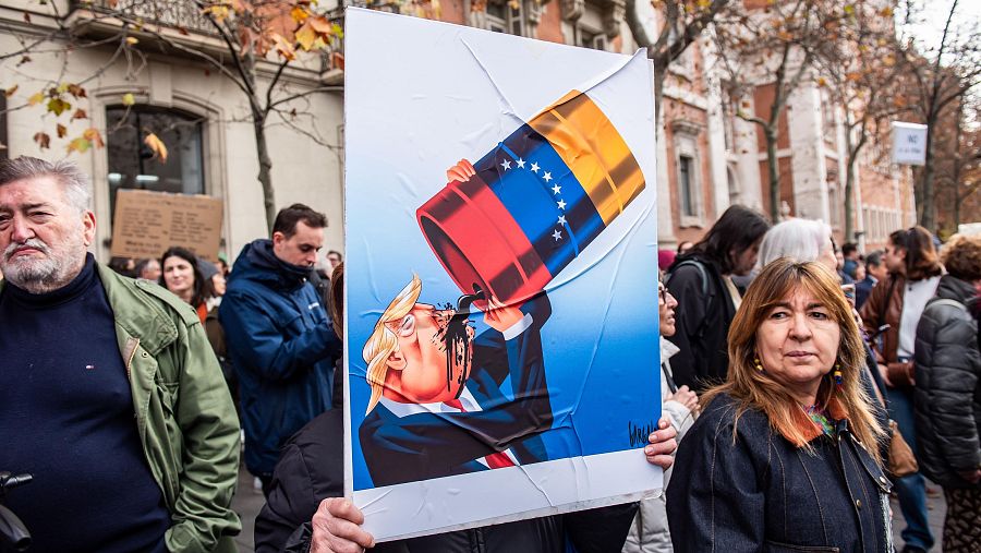 Protestas en Madrid por la intervención de Trump en Venezuela