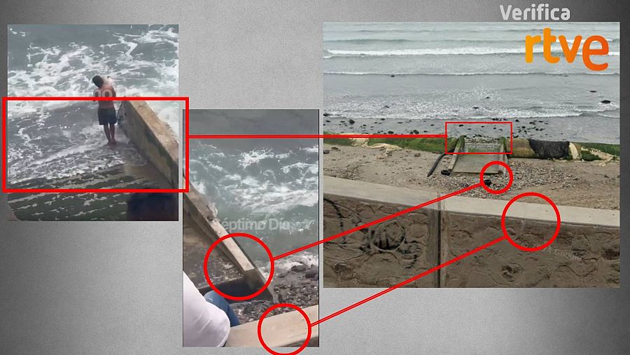 Elementos coincidentes entre la grabación y las imágenes de Google Earth de la playa de Chorrillos