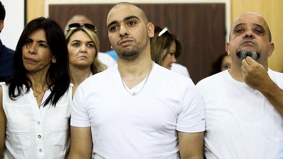 El soldado israelí condenado Elor Azaria durante una vista ante el tribunal militar israelí que lo condenó a 18 meses tras disparar en la cabeza a un palestino ya herido