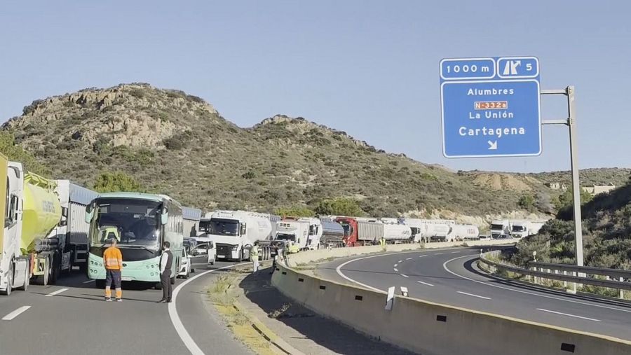 Los piquetes han provocado tráfico lento en algunas carreteras de la zona de Cartagena