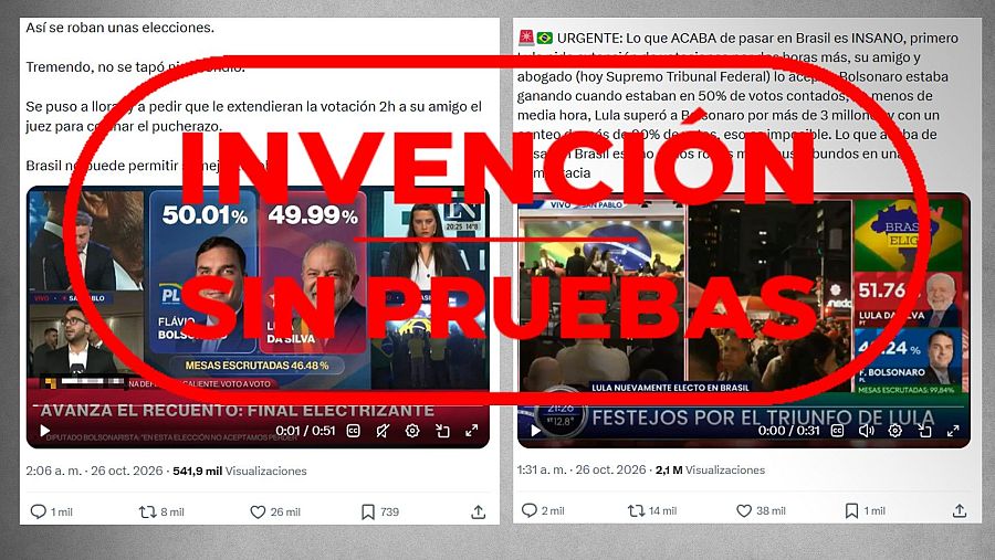 Mensajes que difunden sin pruebas que se produjo un ‘pucherazo’ en Brasil