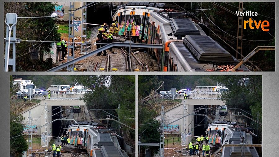 Comparativa entre la imagen que circula actualmente en redes (arriba) y dos fotos difundidas por EFE el 21 de enero de 2026