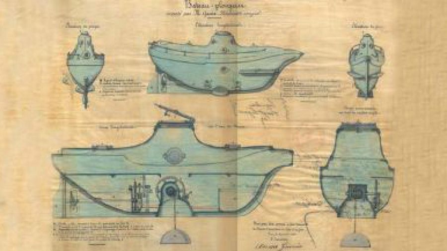 Planos del submarino de Cosme García