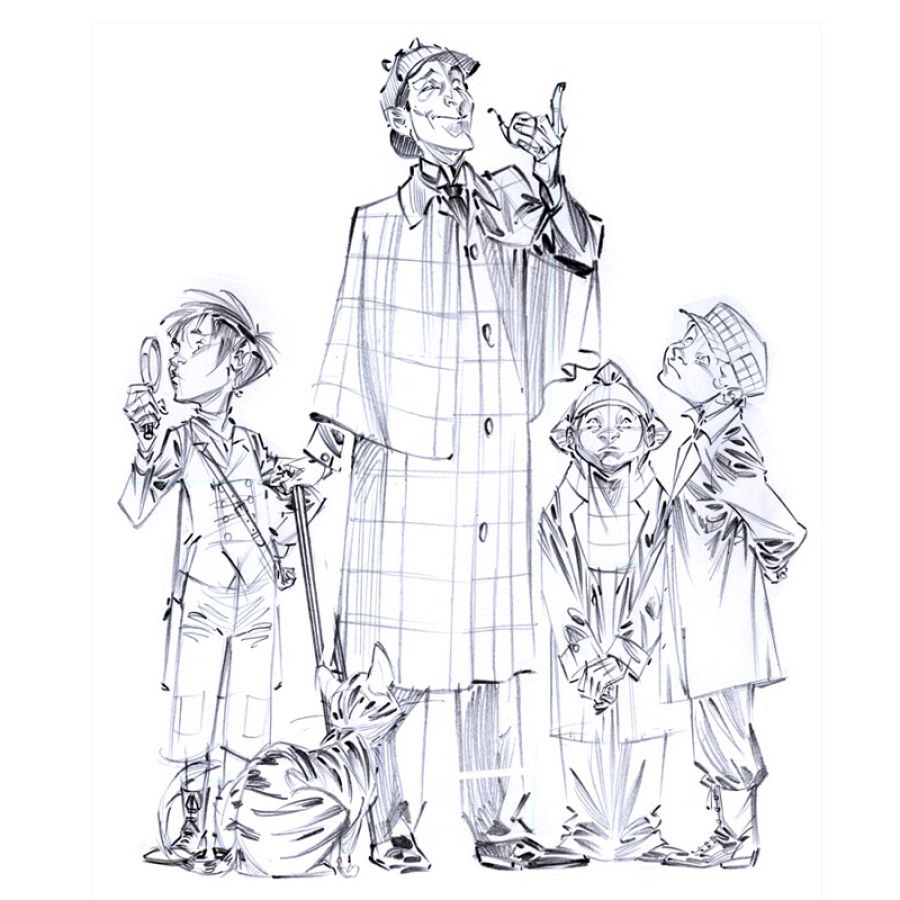 Boceto de 'Los Cuatro de Baker Street'
