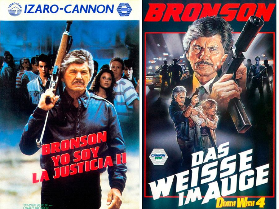 Carteles español y aleman de dos películas de la saga 'Yo soy la justicia', de Charles Bronson