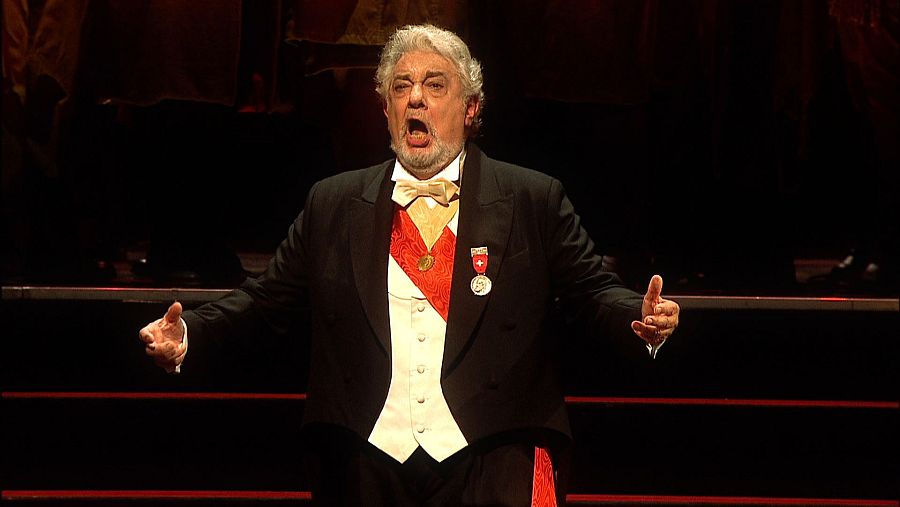 Un momento de la representación de "Simon Boccanegra", de Giuseppe Verdi, en el Liceu, con Plácido Domingo