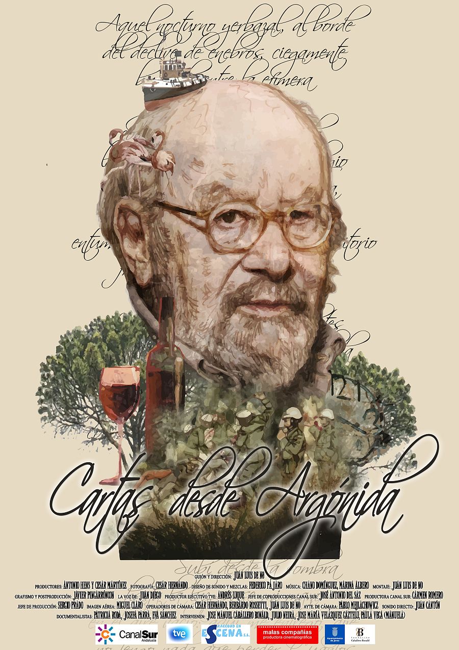 El cartel de presentación del documental "Cartas desde Argónida", sobre el poeta y escritor José Manuel Caballero Bonald