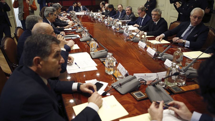 Vista genreal del encuentro en el Consejo General del Poder Judicial (CGPJ) de los presidentes de los 17 Tribunales Superiores de Justicia.